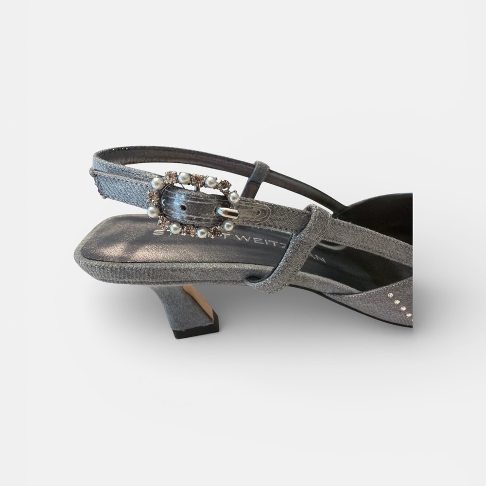 Stuart Weitzman Silver Slingback Heels - Picture 5 of 7
